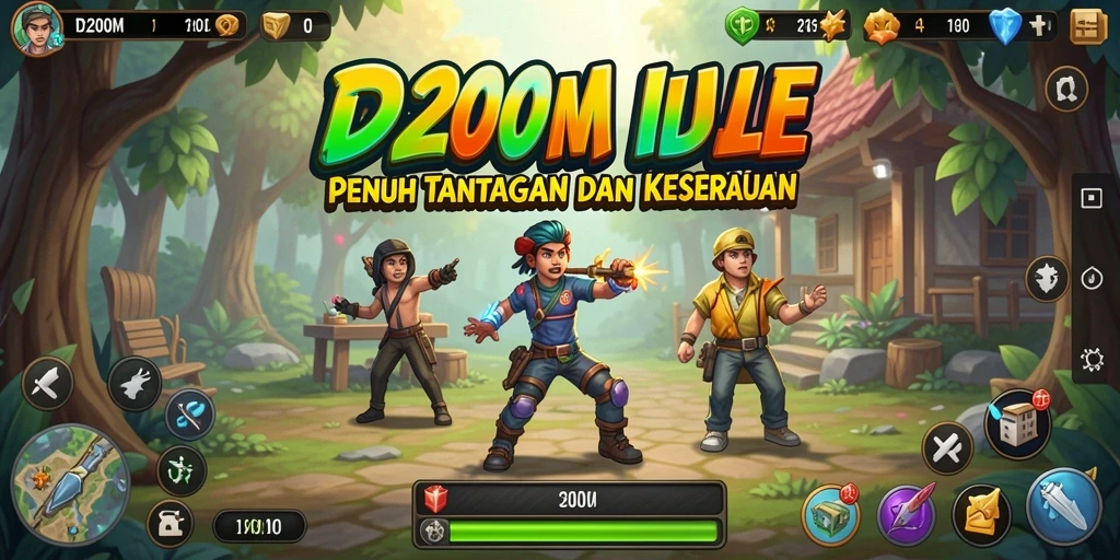 Tampilan gameplay D200M yang penuh warna dan mengasyikkan.