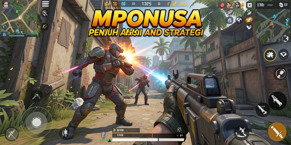 Screenshot gameplay MPONUSA yang menunjukkan aksi seru dalam pertempuran TPS.