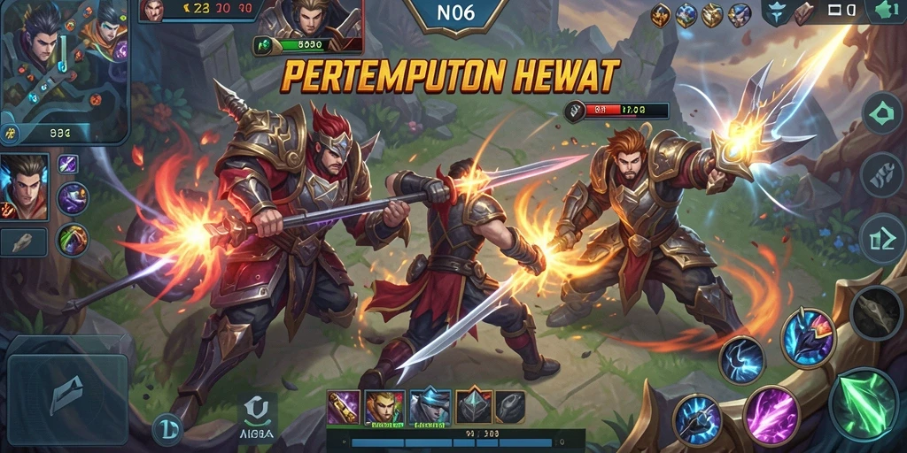 Tangkapan layar menunjukkan aksi seru dalam pertempuran MOBA.