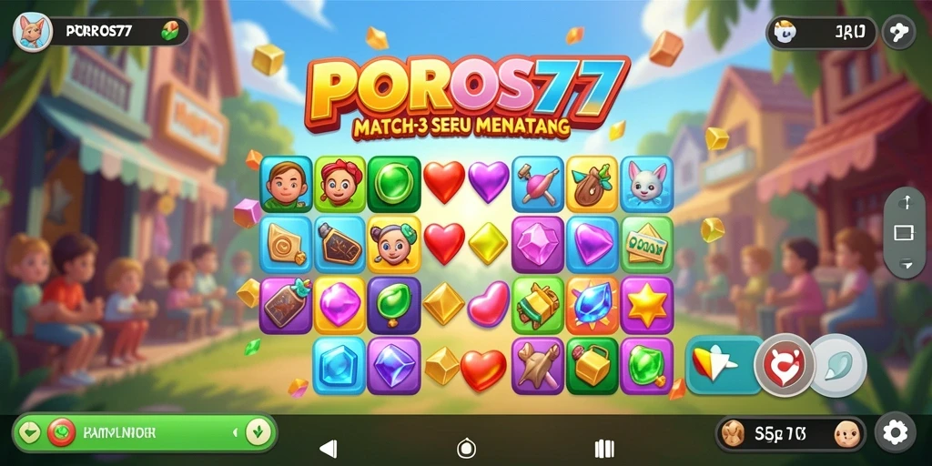 Screenshot gameplay POROS77 menampilkan keseruan permainan Match-3.