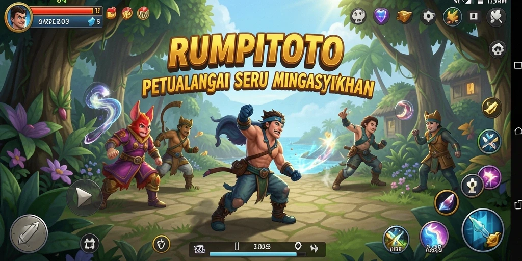Screenshot utama RUMPITOTO menampilkan aksi petualangan yang mendebarkan.