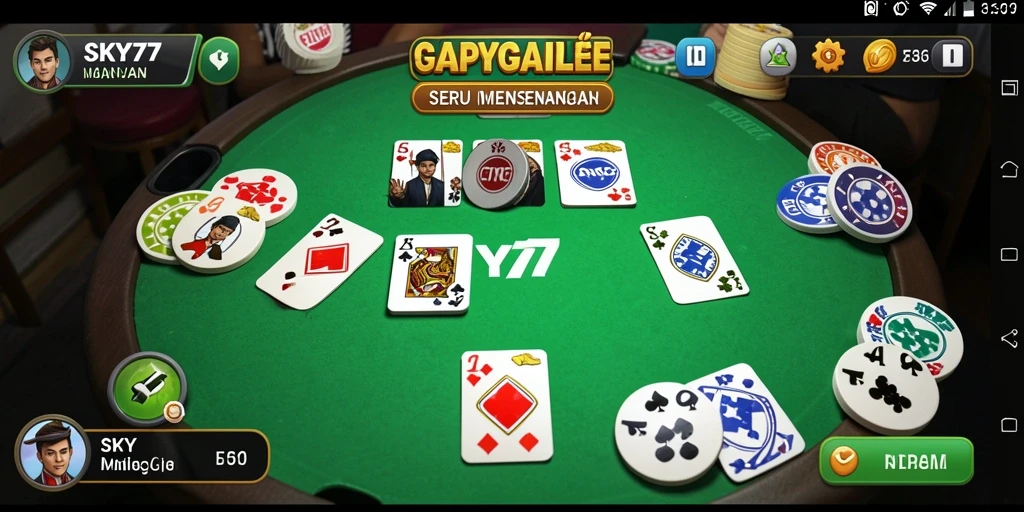 Tampilan gameplay Gaple yang seru dan interaktif di SKY77.